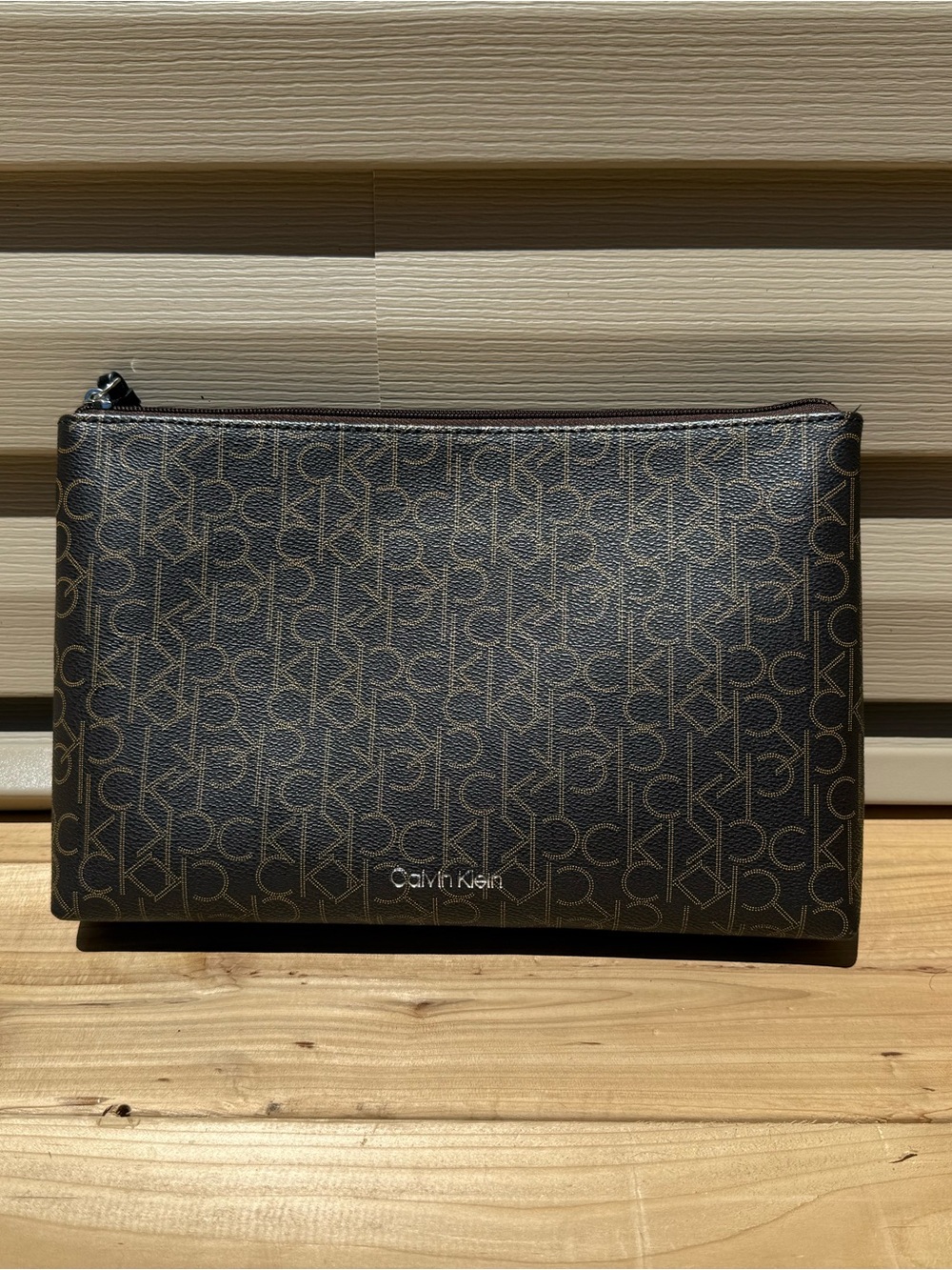 Calvin Klein Black and Brown Monogram Pouch